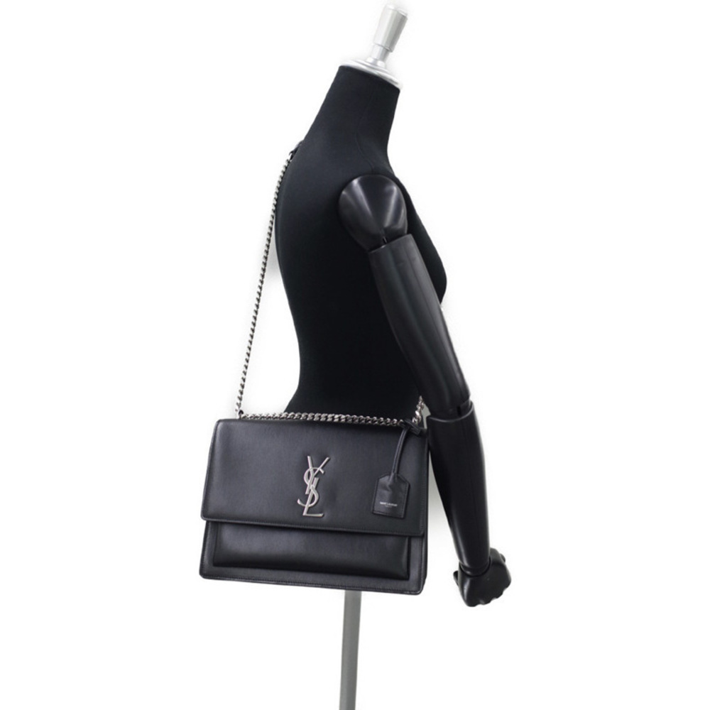 Saint Laurent Sunset Large Chain Shoulder Bag Black - Picture 9 of 9